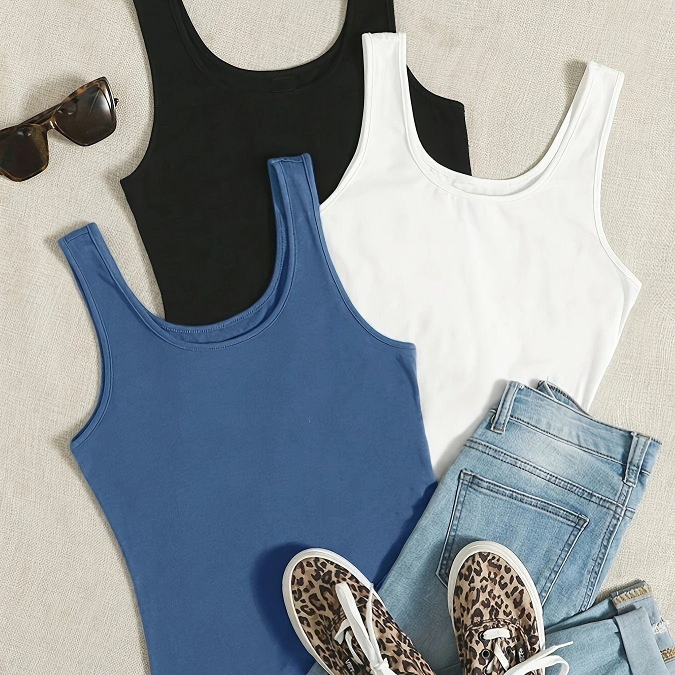 3er-Pack Rundhals-Tanktops für Damen – Lässige Sommer-Basics
