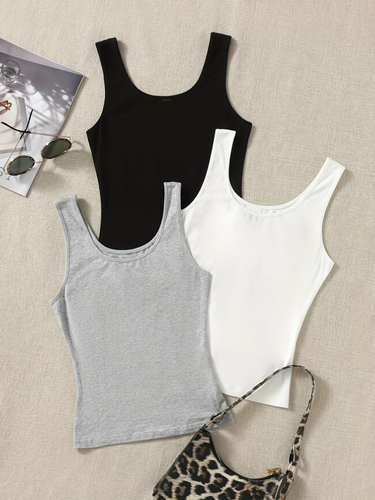 3er-Pack Rundhals-Tanktops für Damen – Lässige Sommer-Basics