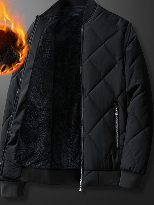 Herren Stepp-Fleecejacke mit Stehkragen – Sportliche Zip-Up-Jacke mit Reißverschlusstaschen, vielseitig einsetzbar